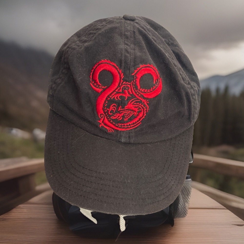 Walt Disney World Official Red Chinese Dragon Embroidered Mickey Hat Mushu Mulan
